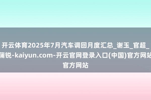 开云体育2025年7月汽车调回月度汇总_谢玉_官超_蒲锐-kaiyun.com-开云官网登录入口(中国)官方网站