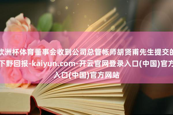 欧洲杯体育董事会收到公司总管帐师胡贤甫先生提交的书面下野回报-kaiyun.com-开云官网登录入口(中国)官方网站